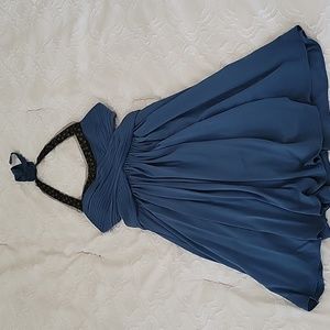 BCBGMaxAzria Cutout Halter Sequin Cocktail Dress in blue size 0